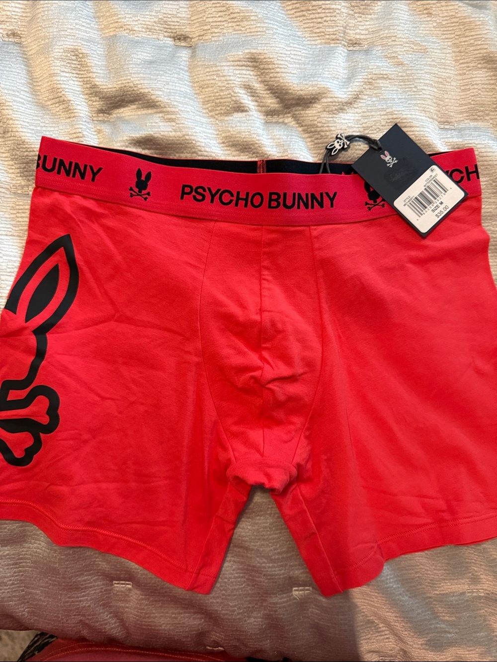 Psycho Bunny Red Boxer Briefs with Black Logo Details